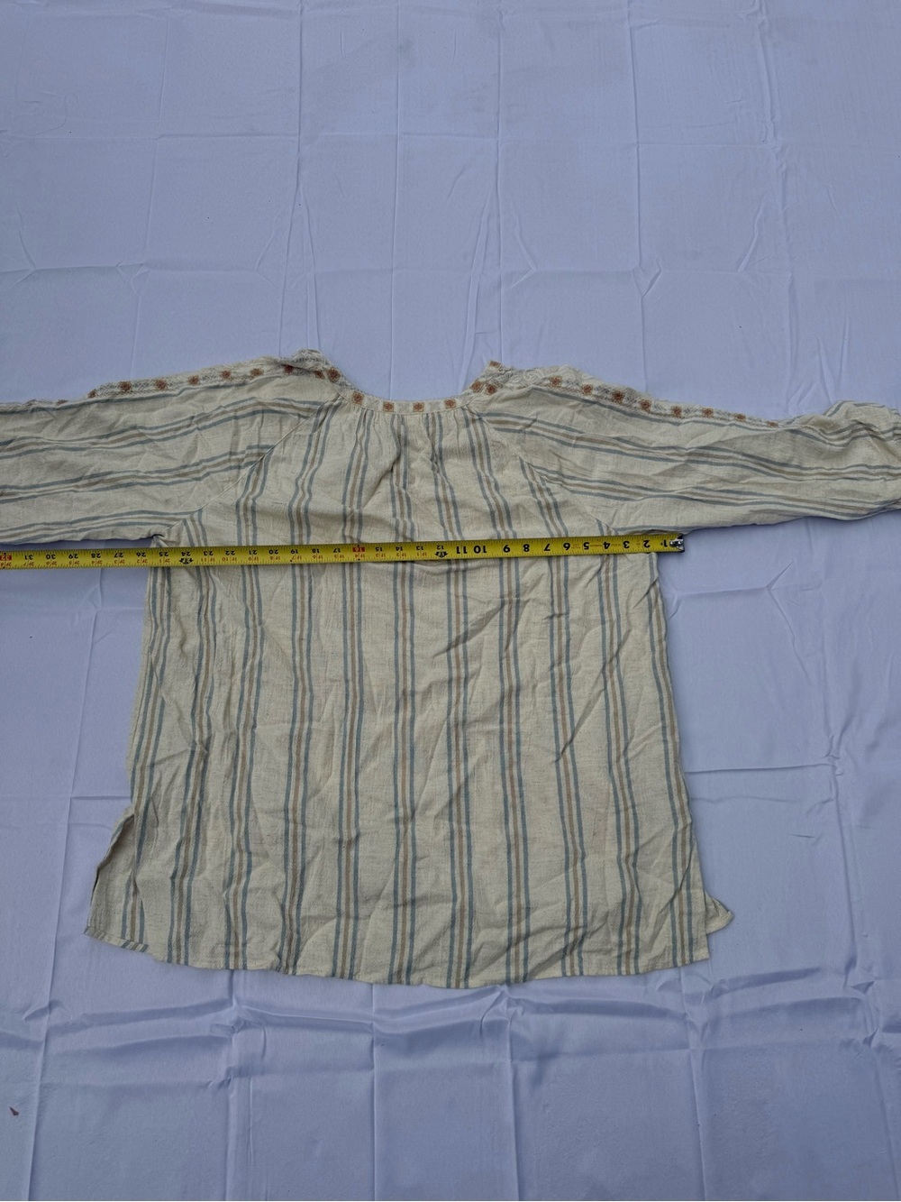 #44 Pure Jill Cream Embroidered Peasant Tunic with Blue Stripes size(2x) - Picture 8 of 8